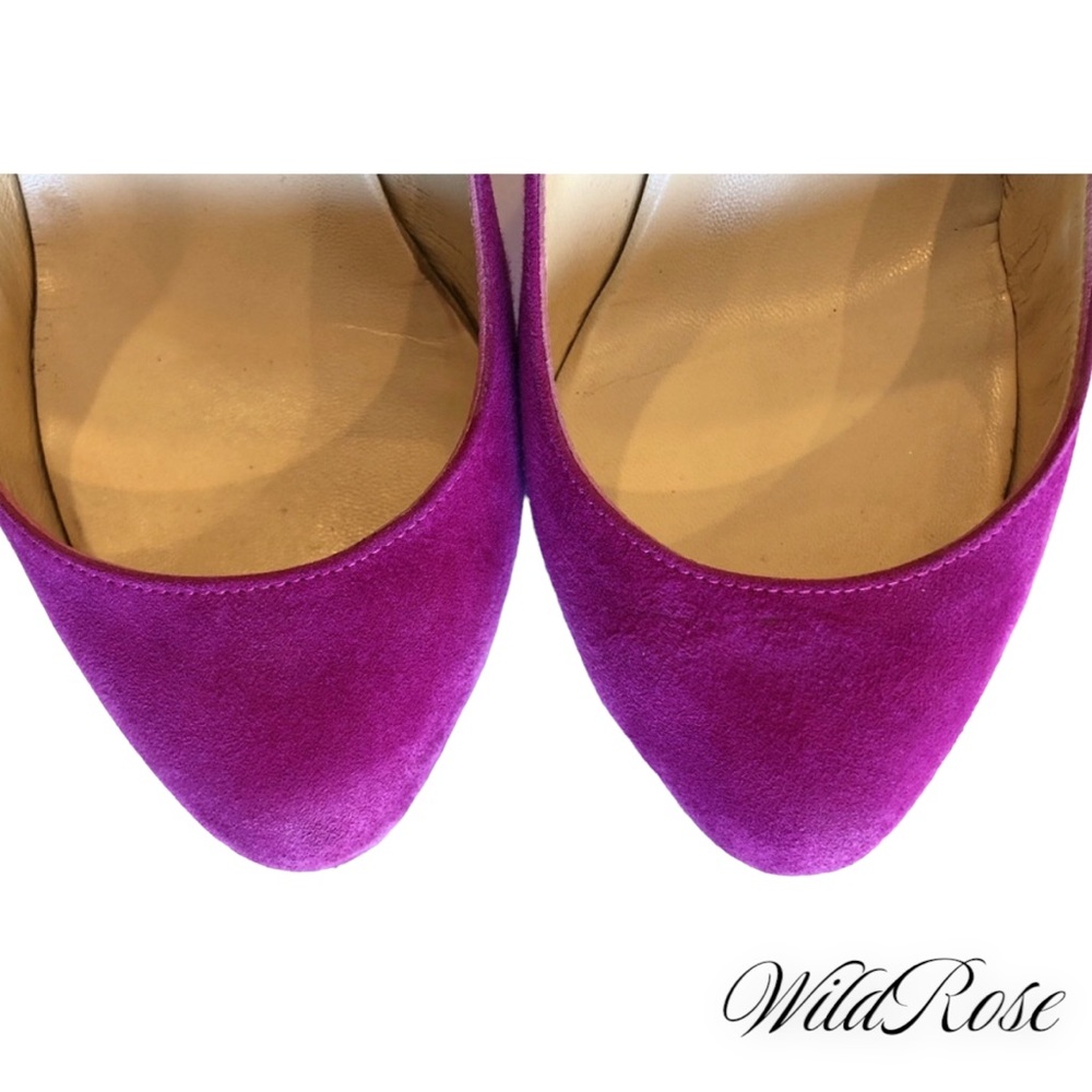 CHRISTIAN LOUBOUTIN Fuchsia Pink Purple SUEDE RON RON 100 Veau Velours PUMPS 36 - Picture 6 of 17